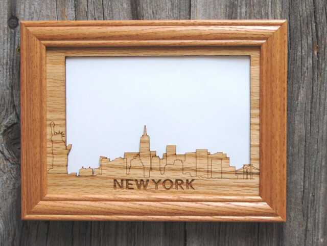 City Skyline Picture Frame - 5x7 Holds 4x6 Photo Vacation Frame, Memories, Travel Gift, Going Away Gift - image 1