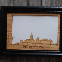 City Skyline Picture Frame - 5x7 Holds 4x6 Photo Vacation Frame, Memories, Travel Gift, Going Away Gift - thumbnail 2