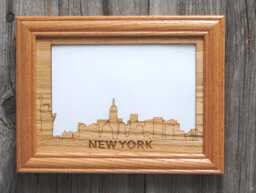 City Skyline Picture Frame - 5x7 Holds 4x6 Photo Vacation Frame, Memories, Travel Gift, Going Away Gift - thumbnail 1
