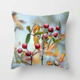 Hawthorn, Pillow Or Cover Home Decoration, Macro, Orange, Red, Green, Blue, Fall Botanical Design, Country Living - thumbnail 1