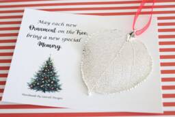 Leaf Ornament Silver, Aspen Leaf, Extra Large, Gift, Christmas Card, Holiday - thumbnail 1