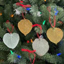 Leaf Ornament Silver, Aspen Leaf, Extra Large, Gift, Christmas Card, Holiday - thumbnail 3
