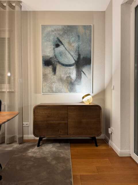 Solid Oak Vinyl Record Storage Cabinet, Mid-Century Modern Sideboard - image 1