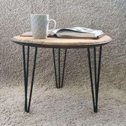 Reclaimed Oak Bourbon Whisky Barrel Lid Coffee Side Table Industrial Rustic Upcycle Stylish - thumbnail 3