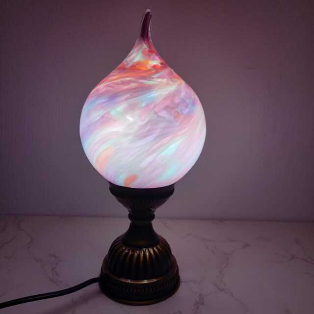 Mystique Flame Glass Lamp - Handcrafted Artisanal Teardrop Light For Elegant Home Decor - image 1