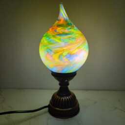 Mystique Flame Glass Lamp - Handcrafted Artisanal Teardrop Light For Elegant Home Decor - thumbnail 3