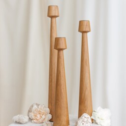 Free Express Shipping, Set Of 3 Candle Holder, Wooden Tall Candlesticks, Hygge Simple Living - thumbnail 2