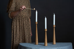 Free Express Shipping, Set Of 3 Candle Holder, Wooden Tall Candlesticks, Hygge Simple Living - thumbnail 1