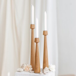 Free Express Shipping, Set Of 3 Candle Holder, Wooden Tall Candlesticks, Hygge Simple Living - thumbnail 3
