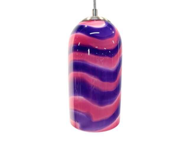 Hand Blown Glass Pendant Light Pink Artist Wave Design Ready-Made - image 1