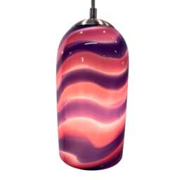 Hand Blown Glass Pendant Light Pink Artist Wave Design Ready-Made - thumbnail 2