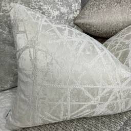 Naomi Cushion Pillow Cover Ivory Shimmer For Sofa Bed Designer Fabric High Quality Handmade in UK Rectangle Double Sided - thumbnail 2