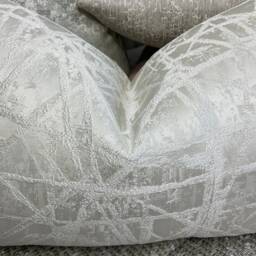 Naomi Cushion Pillow Cover Ivory Shimmer For Sofa Bed Designer Fabric High Quality Handmade in UK Rectangle Double Sided - thumbnail 3