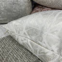 Naomi Cushion Pillow Cover Ivory Shimmer For Sofa Bed Designer Fabric High Quality Handmade in UK Rectangle Double Sided - thumbnail 4