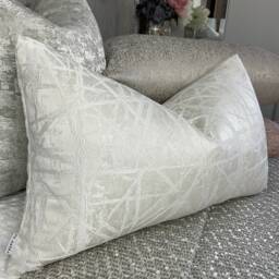 Naomi Cushion Pillow Cover Ivory Shimmer For Sofa Bed Designer Fabric High Quality Handmade in UK Rectangle Double Sided - thumbnail 1