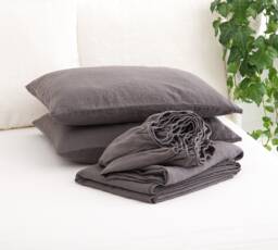 Sheet Set, Linen Fitted Sheet, Flat 2 Pillowcases, Set Of 4 Pieces, Bedding, Bedroom