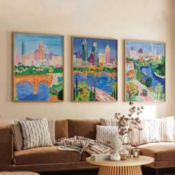 Set Of 3 Austin Texas Posters, Travel Posters Set, Prints, Wall Art, City Decor, Skyline Print - thumbnail 1