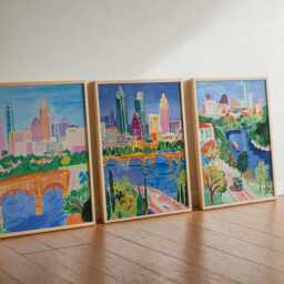 Set Of 3 Austin Texas Posters, Travel Posters Set, Prints, Wall Art, City Decor, Skyline Print - thumbnail 2