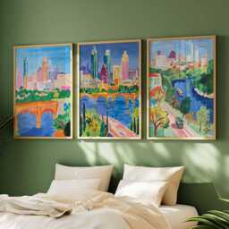 Set Of 3 Austin Texas Posters, Travel Posters Set, Prints, Wall Art, City Decor, Skyline Print - thumbnail 3