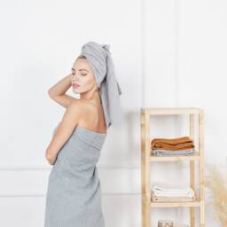 Waffle Linen Towel Organic Spa Bath Towel, Gifts For Her - thumbnail 3