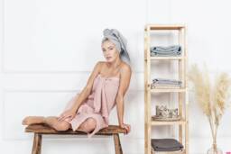Waffle Linen Towel Organic Spa Bath Towel, Gifts For Her - thumbnail 1