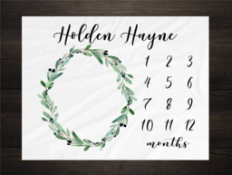 Gender Neutral Milestone Blanket Month Baby Growth Tracker Soft Fleece Shower Newborn Gift Watch Me Grow - thumbnail 1