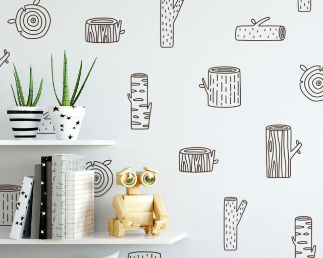 Tree Wall Decals - Log Decals, Woodland Nursery Forest Kids Stickers, Cute Stickers - image 1