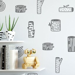 Tree Wall Decals - Log Decals, Woodland Nursery Forest Kids Stickers, Cute Stickers - thumbnail 2