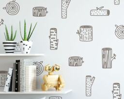 Tree Wall Decals - Log Decals, Woodland Nursery Forest Kids Stickers, Cute Stickers - thumbnail 1