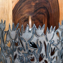 Wood & Metal Art Lamp, Light Sculpture Sconces By The Steel Style Things, Iron Wood Anniversary Gift - thumbnail 3