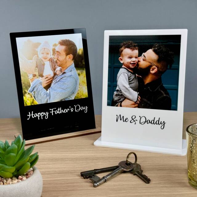 Personalised Photo Print Plaque With Stand - Custom Frame First Fathers Day Gift For Him Best Dad Grandad Present Birthday Christmas - image 1