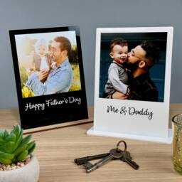Personalised Photo Print Plaque With Stand - Custom Frame First Fathers Day Gift For Him Best Dad Grandad Present Birthday Christmas - thumbnail 1