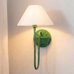 Wall Light Olive Green Fabric Shade Sconce, Modern Scandinavian Bedside Lamp, Minimalist Bedroom Lighting Fixture - thumbnail 3
