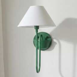 Wall Light Olive Green Fabric Shade Sconce, Modern Scandinavian Bedside Lamp, Minimalist Bedroom Lighting Fixture - thumbnail 2