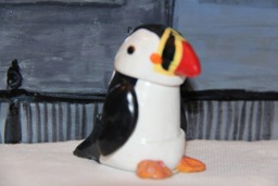 Penguin in Puffin Costume Figure/ Ornament