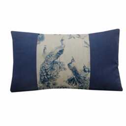 Camel Cushion Gp & J Baker Fabric Navy Grey Pillow Cover 12x20 - thumbnail 2
