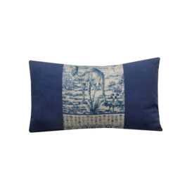 Camel Cushion Gp & J Baker Fabric Navy Grey Pillow Cover 12x20 - thumbnail 1