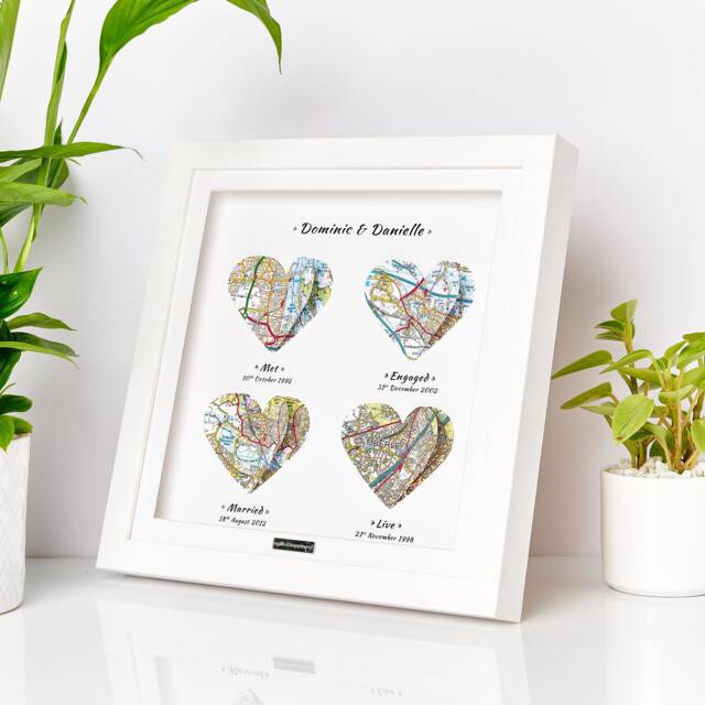 Valentines Map Gift For Husband. Gift Wife. Love Heart Gift. We Met Married We Live. Print Presents - image 1