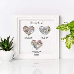 Valentines Map Gift For Husband. Gift Wife. Love Heart Gift. We Met Married We Live. Print Presents - thumbnail 3