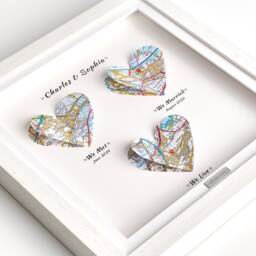 Valentines Map Gift For Husband. Gift Wife. Love Heart Gift. We Met Married We Live. Print Presents - thumbnail 2