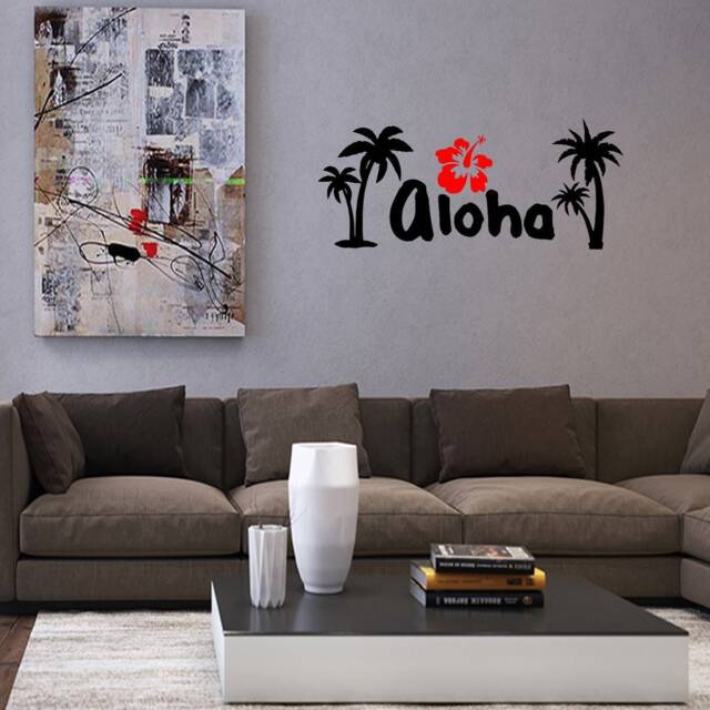 Hawaiian Aloha Wall Decal - Hibiscus Flower Sticker Boho Decor Modern Art - Vwaq 1086 - image 1