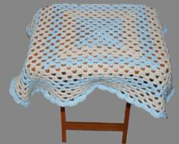 Baby Blue Blanket, Afghan, Blanket Boy, Crochet Crib Afghan - thumbnail 1