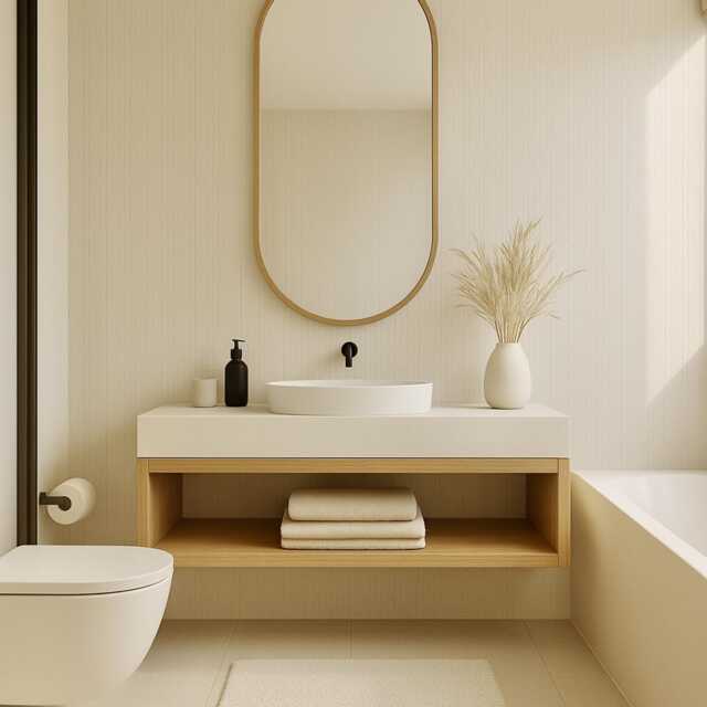 Handmade Floating Oak Bathroom Vanity - Scandinavian Modern - image 1