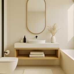 Handmade Floating Oak Bathroom Vanity - Scandinavian Modern