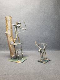 Bow Hunter Metal Art - Metal Art Hunting Figurine Railroad Spike & Arrow Deer - thumbnail 1