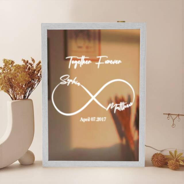 Personalized Anniversary Led Light Box, Custom Couple Names & Date - image 1