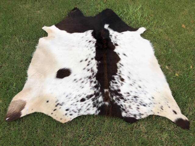 Large Floor Area Tricolor Cowhide Rug- Natural Cowskin Rug in Black & White - Real Cow Leather Personalized Gift For Him/Her - image 1