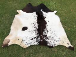 Large Floor Area Tricolor Cowhide Rug- Natural Cowskin Rug in Black & White - Real Cow Leather Personalized Gift For Him/Her