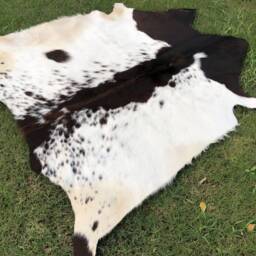 Large Floor Area Tricolor Cowhide Rug- Natural Cowskin Rug in Black & White - Real Cow Leather Personalized Gift For Him/Her - thumbnail 2