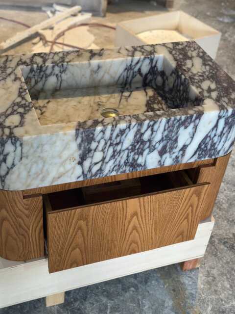 Handcrafted Wood Vanity Base, Customizable Cabinet For Marble Sink, Wooden Bathroom - image 1